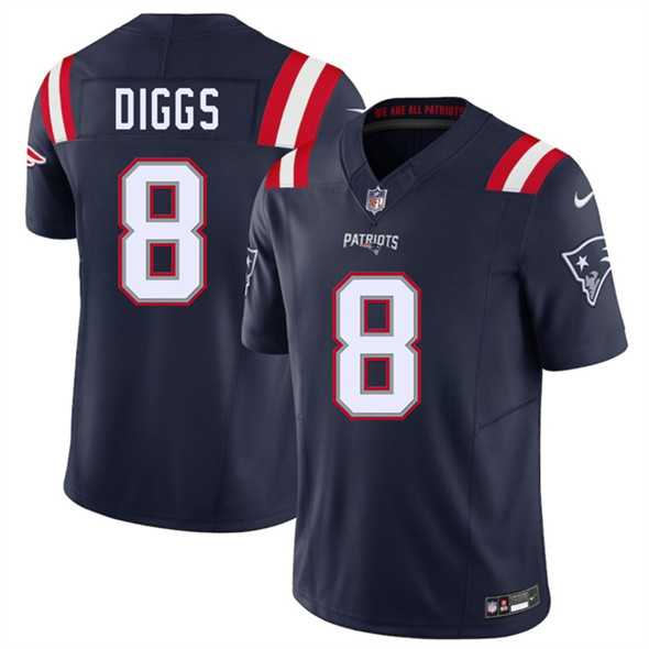 Men & Women & Youth New England Patriots #8 Stefon Diggs Navy 2025 F.U.S.E. Vapor Limited Stitched Jersey